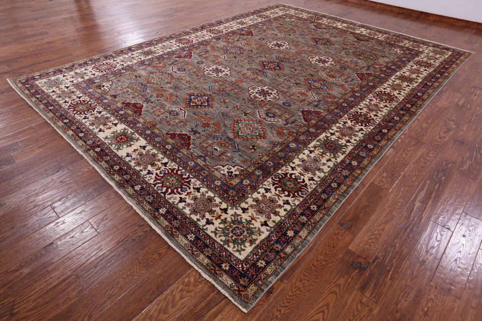9' 10" X 13' 9" Handmade Super Kazak Wool Rug Q9780