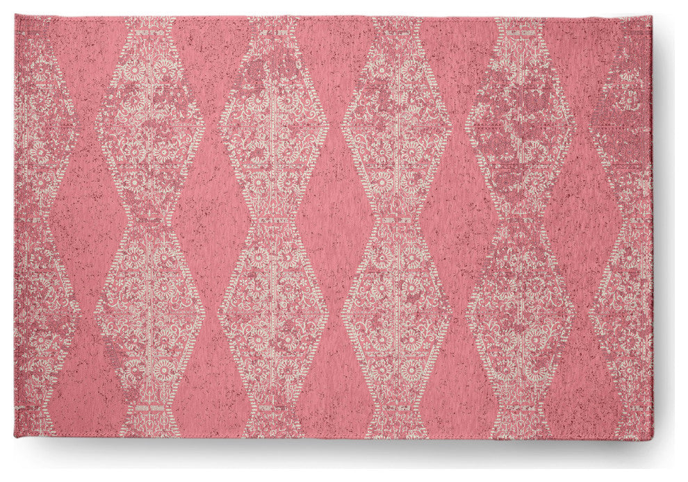 Pyramid Stripe Chenille Rug, Pink, 4'x6'