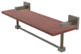 Montero 16" Solid Wood Shelf with Integrated Towel Bar, Antique Brass