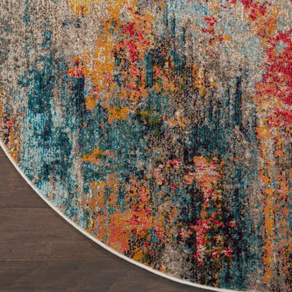 Nourison Celestial 4' x Round Multicolor Modern Indoor Area Rug