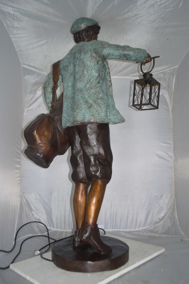 Caddy with light Bronze Statue -  Size: 30"L x 36"W x 64"H.