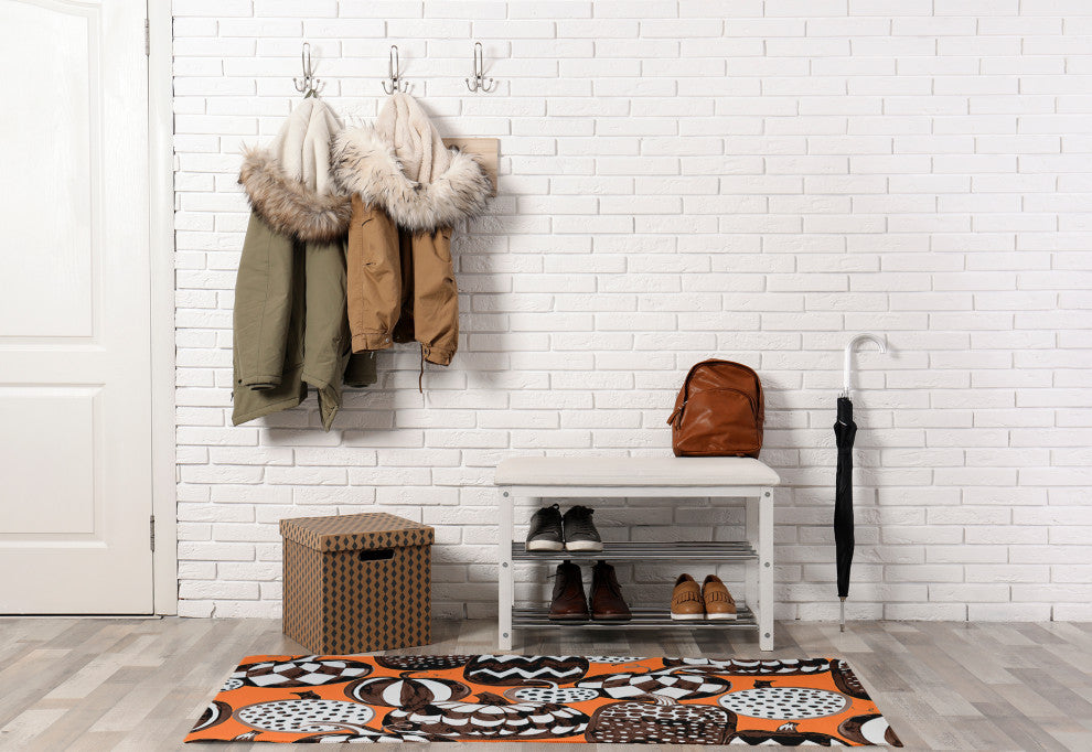 Pumpkins Galore Fall Design Chenille Area Rug, Orange, 2'x3'
