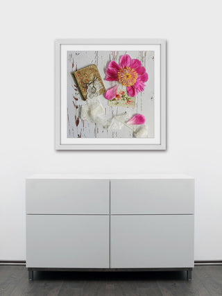 "Peony and Lace" Framed Painting Print
