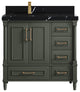 Aberdeen 36 Left Offset Bath Vanity in Pewter Green 2" Calacatta Black