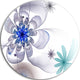 Blue And Grey Symmetrical Fractal Flower, Floral Round Wall Art, 11"