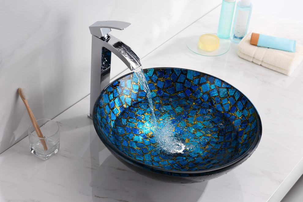 ANZZI Chipasi Series Tempered Glass Bathroom Vessel Sink