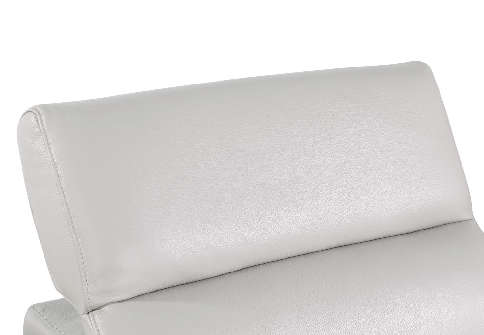 Giovanni 7-Piece 4-Power Reclining Italian Leather Sectional, Light Gray