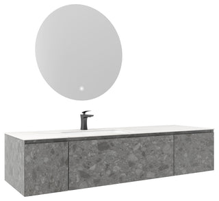 Terazzo Grey Bathroom Vanity with Imitation Stone Design, 65"