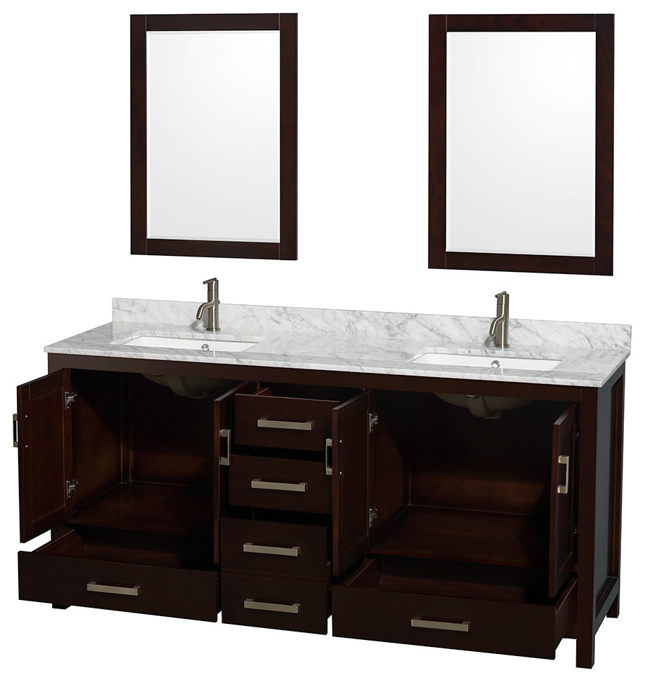 Wyndham WCS141472DESCMUNSM24 72 Inch Dual Bathroom Vanity in Espresso