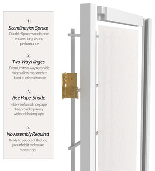 2' Tall Desktop Window Pane Shoji Screen, White, 5 Panels