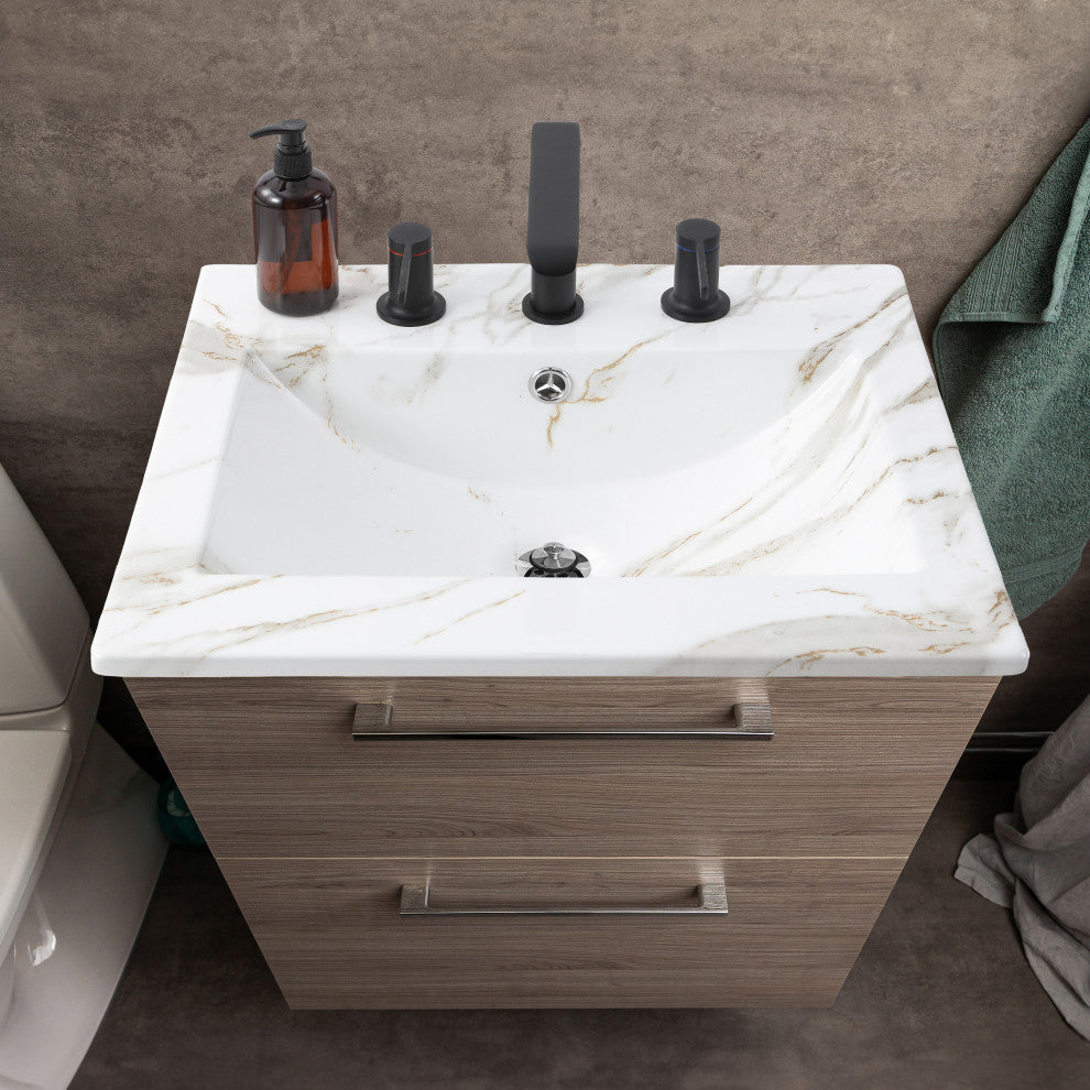 Ancillary 3-Hole Contemporary Rectangular Ceramic Single Sink Basin Vanity Top