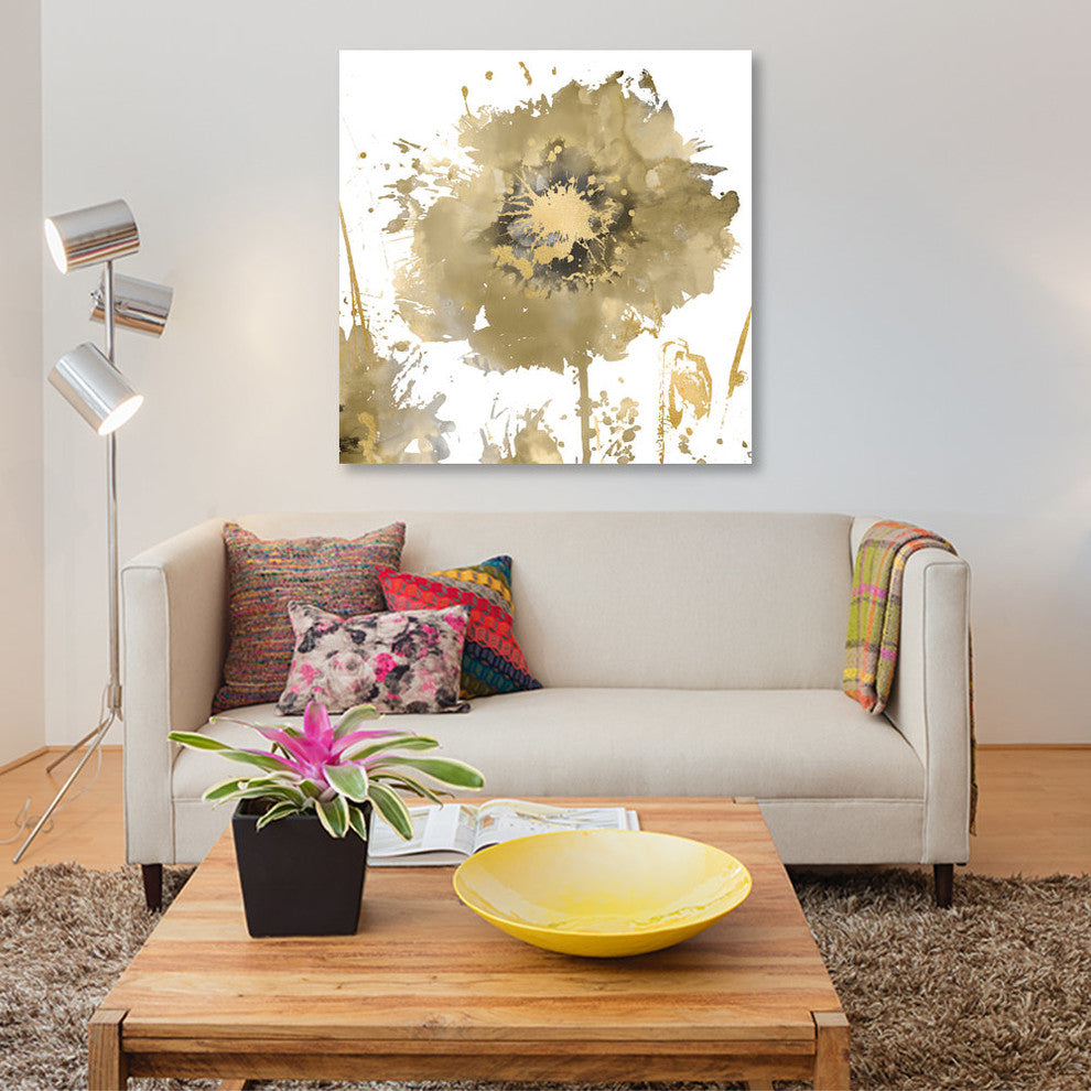 "Flower Burst In Gold I" by Vanessa Austin, Canvas Print, 26x26"