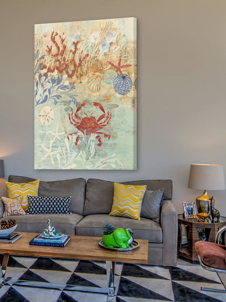 "Floral Frenzy Coastal IV" Painting Print on Wrapped Canvas