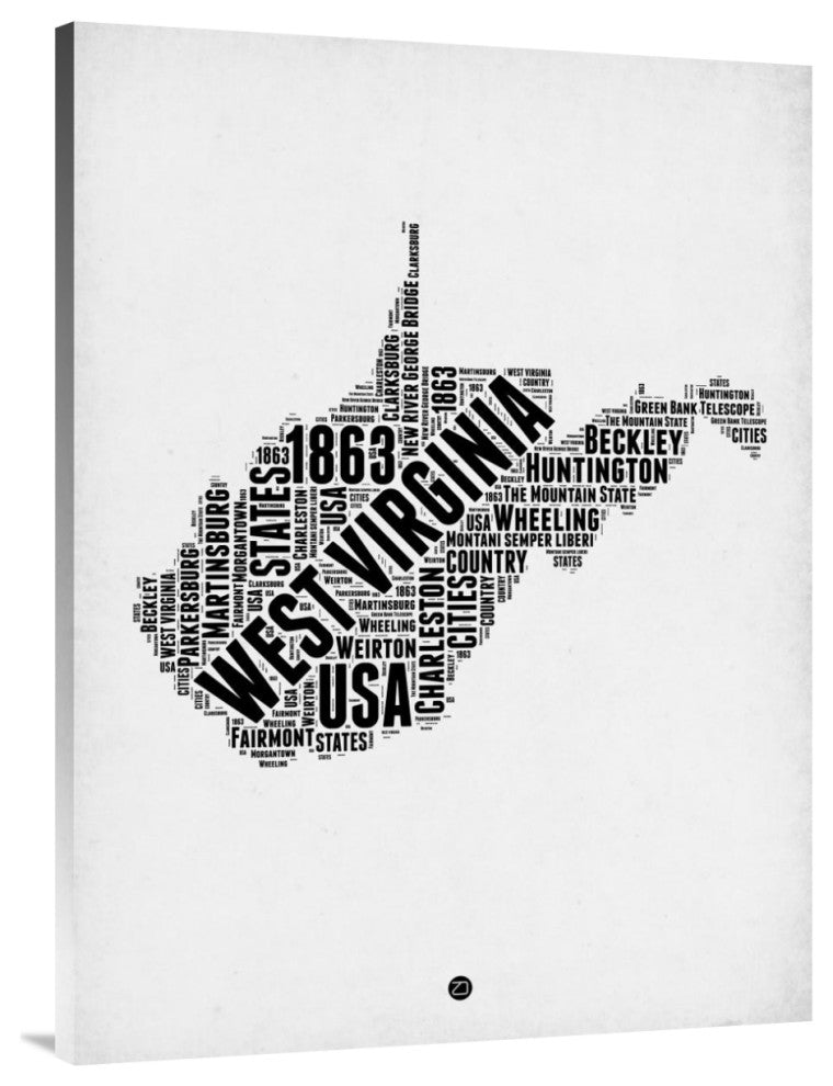 "West Virginia Word Cloud 2" Fine Art Print