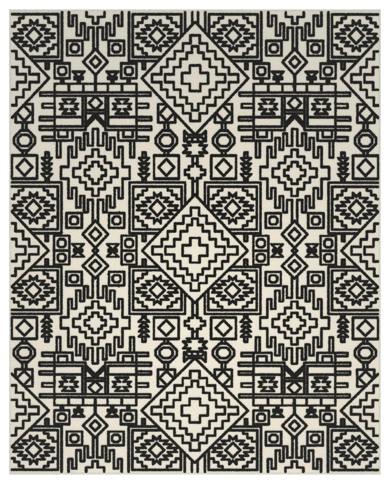 Napa Shanti Black and Ivory Viscose Area Rug, 5x8