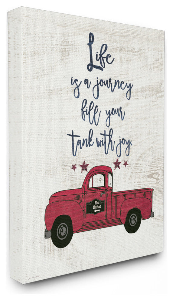 "Fill Your Tank With Joy Vintage Truck" 24x30, Large Stretched Canvas Wall Art