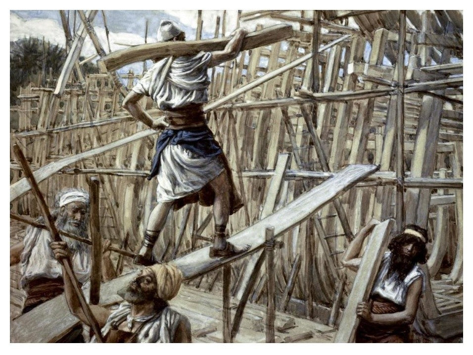"Building of The Ark" Digital Paper Print by James Tissot, 24"x18"