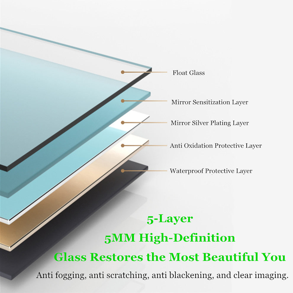 Frameless Wall Mounted LED Single Bath Vanity Mirror, Natural, 36" X 28"