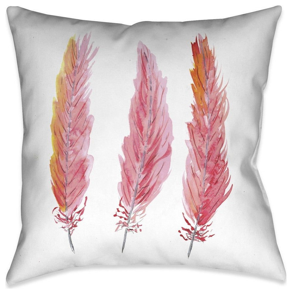 Laural Home Pink Feathers 18" X 18" Indoor Decorative Pillow