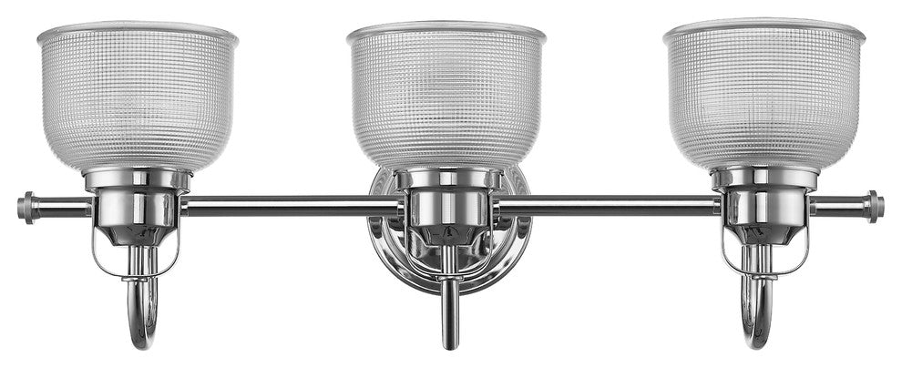 LUCIE Industrial-style 3 Light Chrome Finish Bath Vanity Wall Fixture Clear Pris