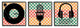Iconic Music Symbols with Colorful Geometric Pattern3-Piece, 12x12