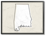 Alabama Home State Map Neutral Print Design, 11"x14"