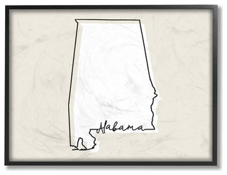 Alabama Home State Map Neutral Print Design, 11"x14"