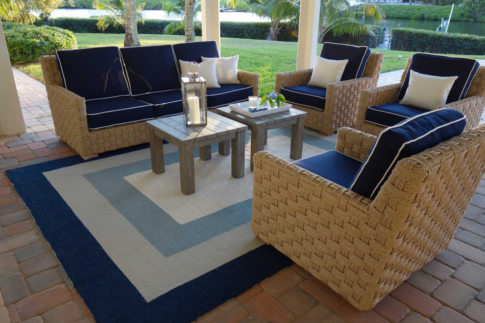 HomeRoots 6' x 9' UV treated Polypropylene Slate or Navy Area Rug