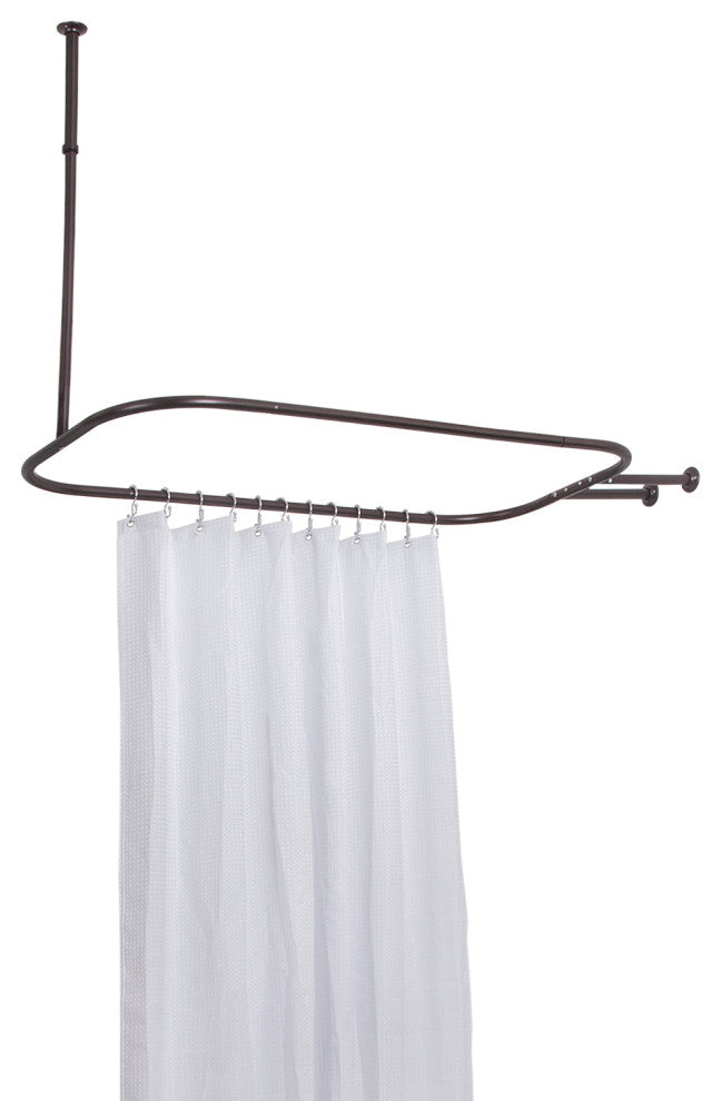 Utopia Alley Rustproof Aluminum Hoop Shower Rod With Ceiling Support for Clawfoo