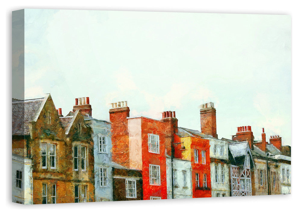 Colorful European Row Houses 20x30 Canvas Wall Art