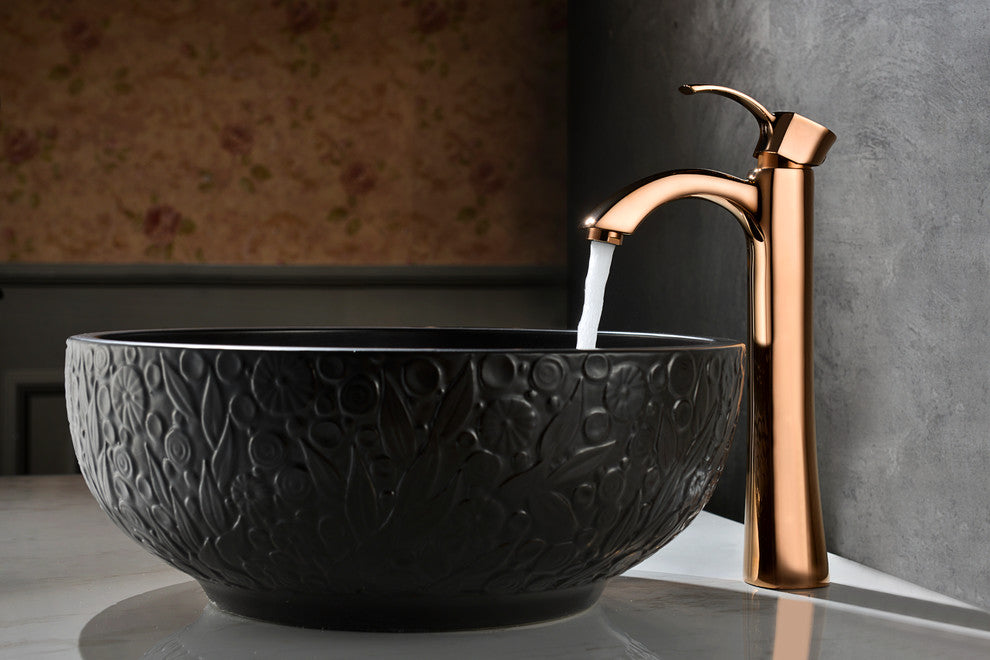 Harmony Series Single Hole Single Handle Vessel Bathroom Faucet, Rose Gold