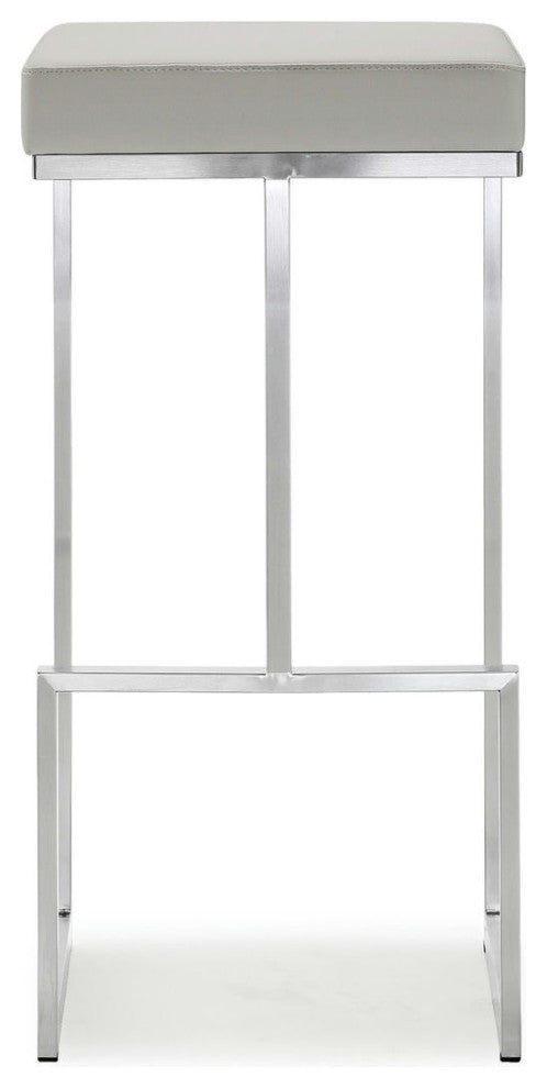 TOV Furniture Ferrara Light Grey Stainless Steel Barstool (Set of 2)