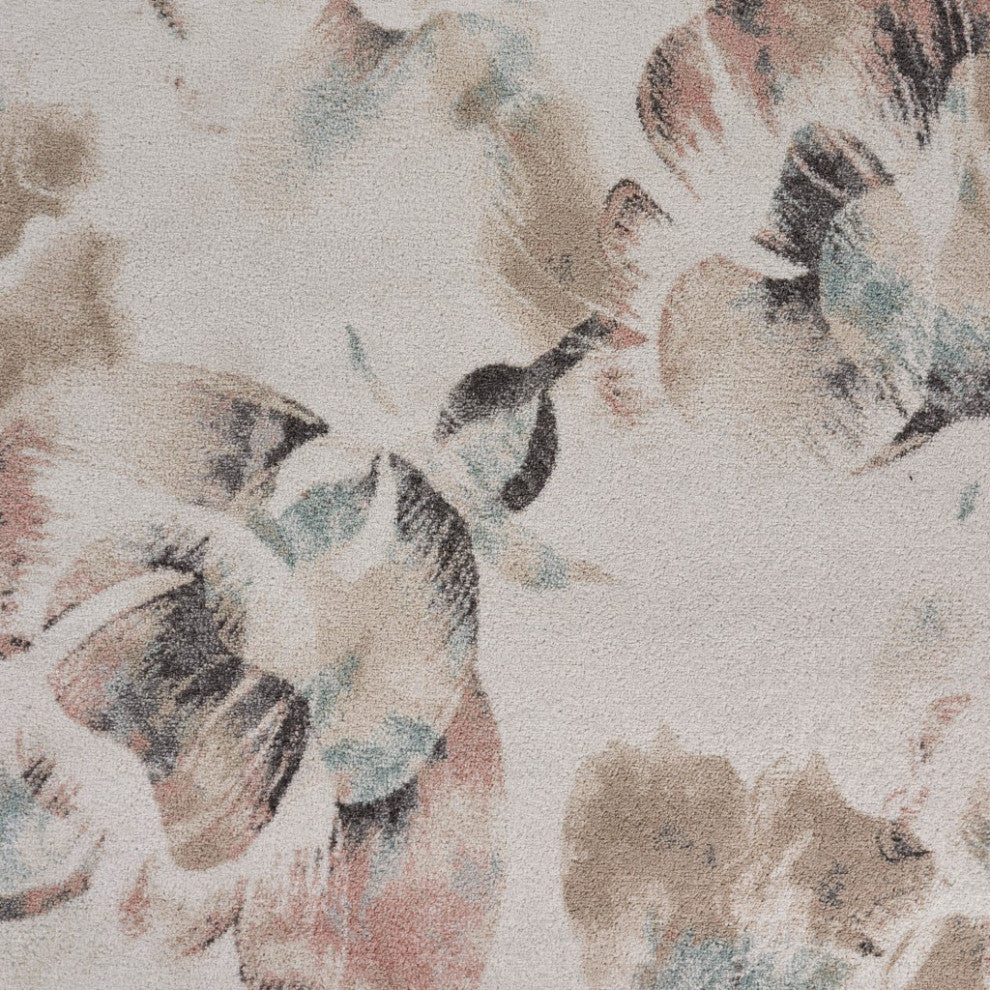 8" x 10" Ivory Soft Floral Artwork Area Rug