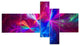 Christmas Fireworks Red, Abstract Print On Canvas, 60"x32", 5 panels