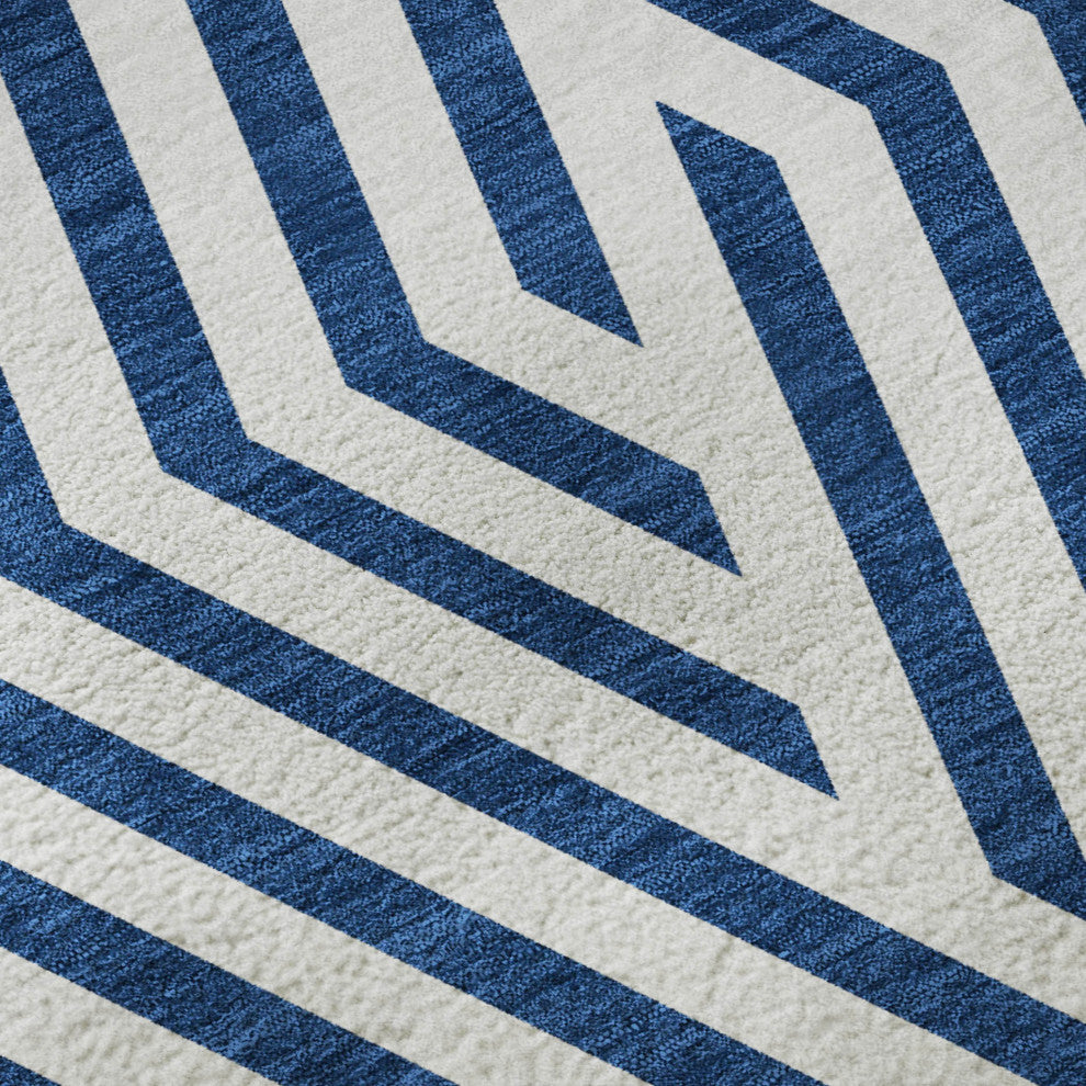 Premium Machine Washable Mayfield AMF550 Navy 3' x 5' Rug
