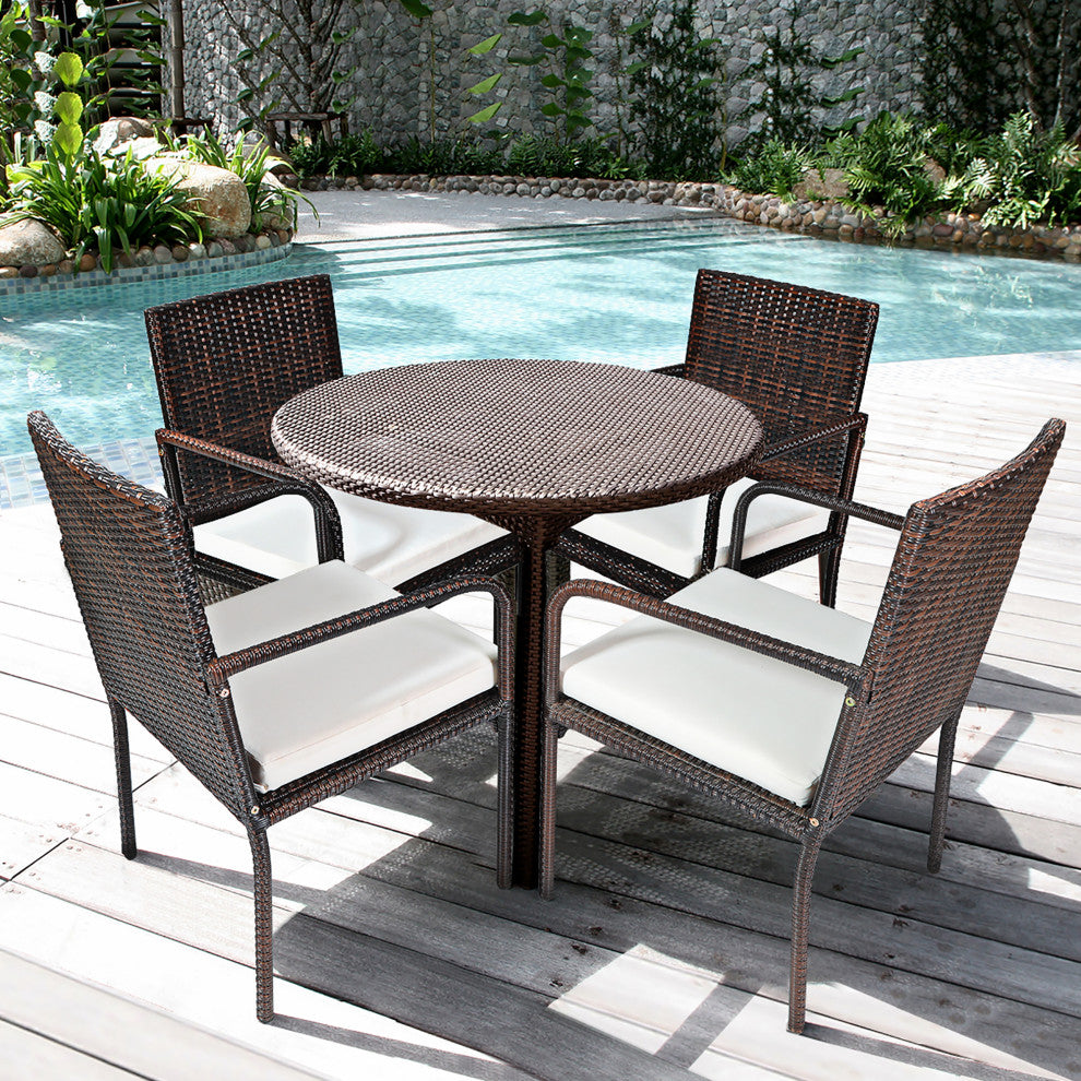 Costway 4PCS Patio Wicker Rattan Dining Chairs Cushioned Seats Armrest Garden