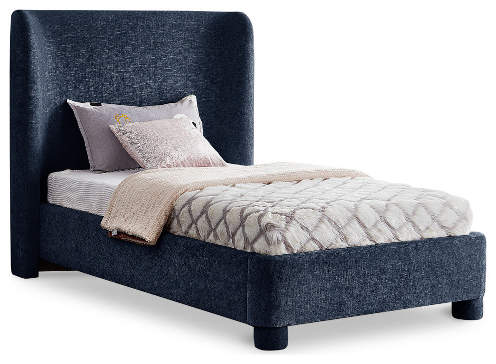 Penny Bed, Navy, Twin, Chenille Fabric