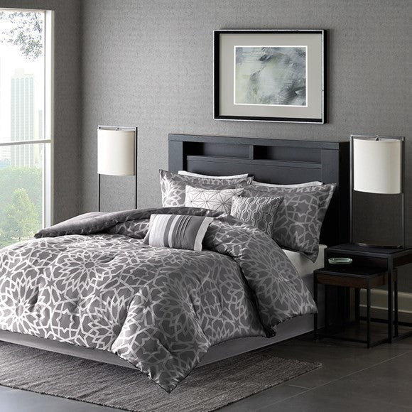Madison Park Carlow 7 Piece Comforter Set in Grey