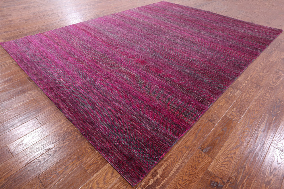 8' 11" X 12' 2" Super Savannah Gabbeh Hand-Knotted Wool and Silk Rug Q6099