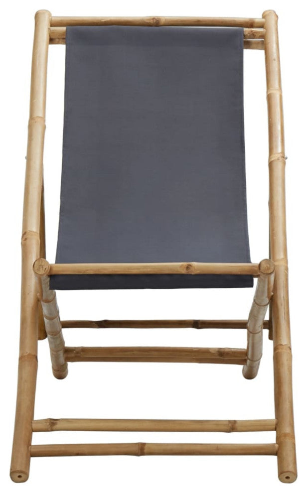 Vidaxl Deck Chair Bamboo and Canvas Dark Gray
