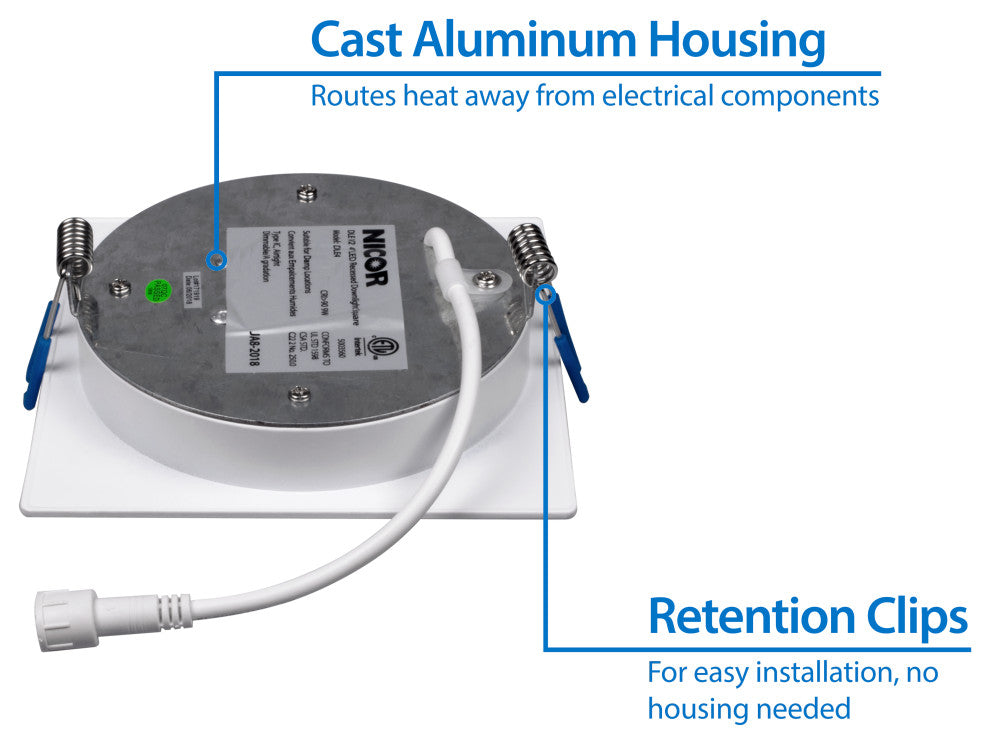 DLE4 Series 4" Square Downlight, Black, 3000k