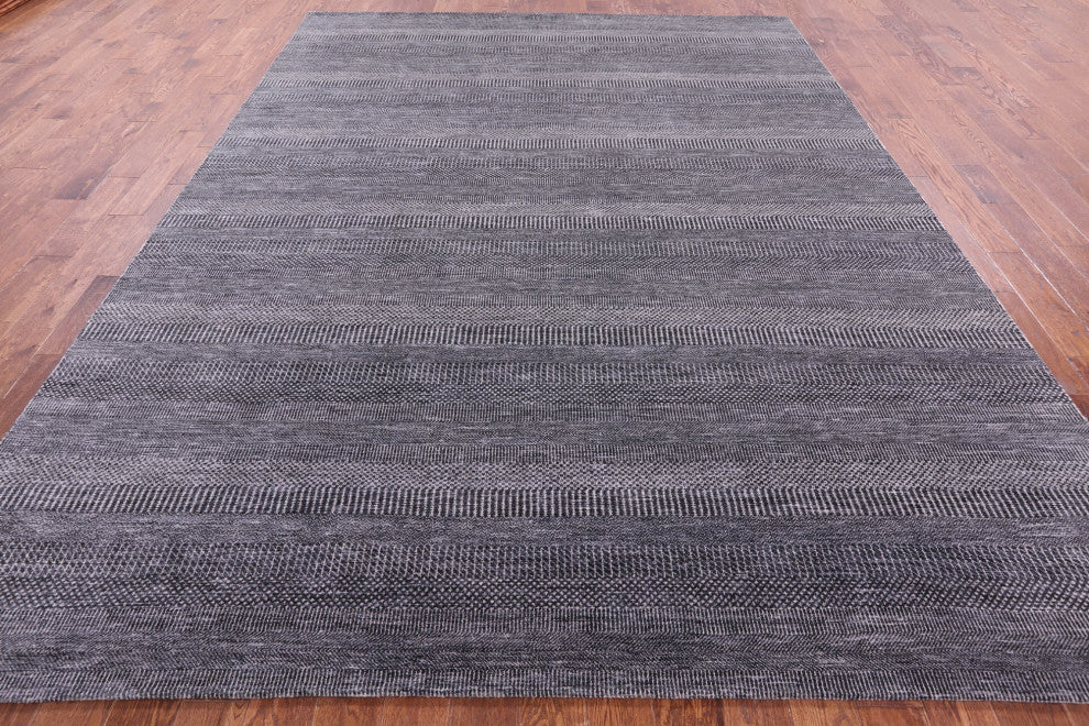 9' 0" X 11' 11" Savannah Grass Hand-Knotted Wool and Silk Rug Q11967