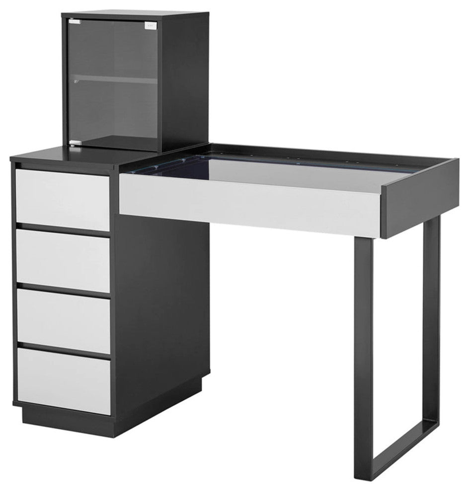 SlayStation Duet Vanity Table Desk, Black/Gray