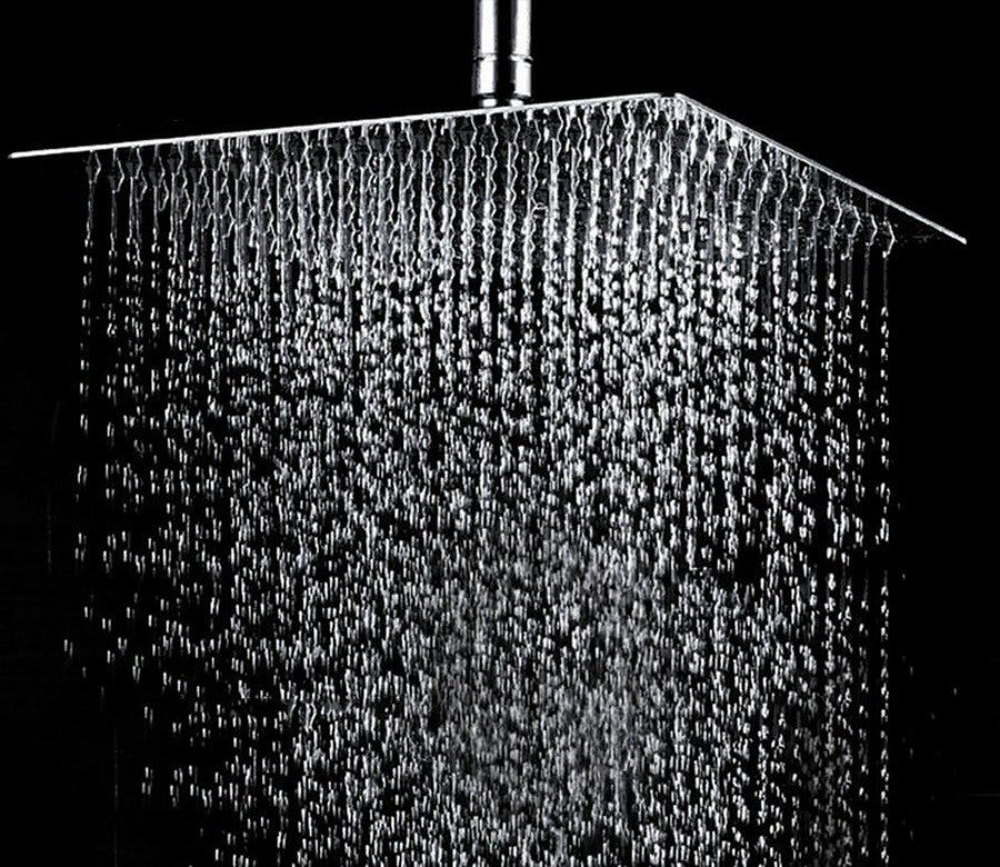 Thin Square Rain Shower Head 10 Inch, Polished Chrome, 6 Inch Arm