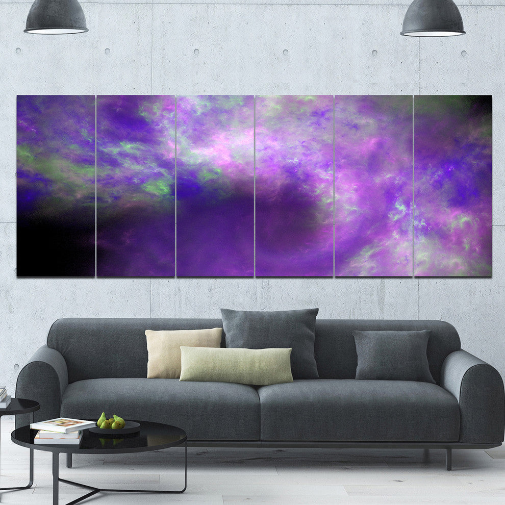 Perfect Light Purple Starry Sky, Abstract Canvas Art Print, 70"x28", 6 Panels