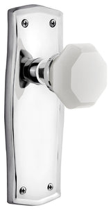 Prairie Plate Single Dummy Waldorf White Milk Glass Knob, Bright Chrome