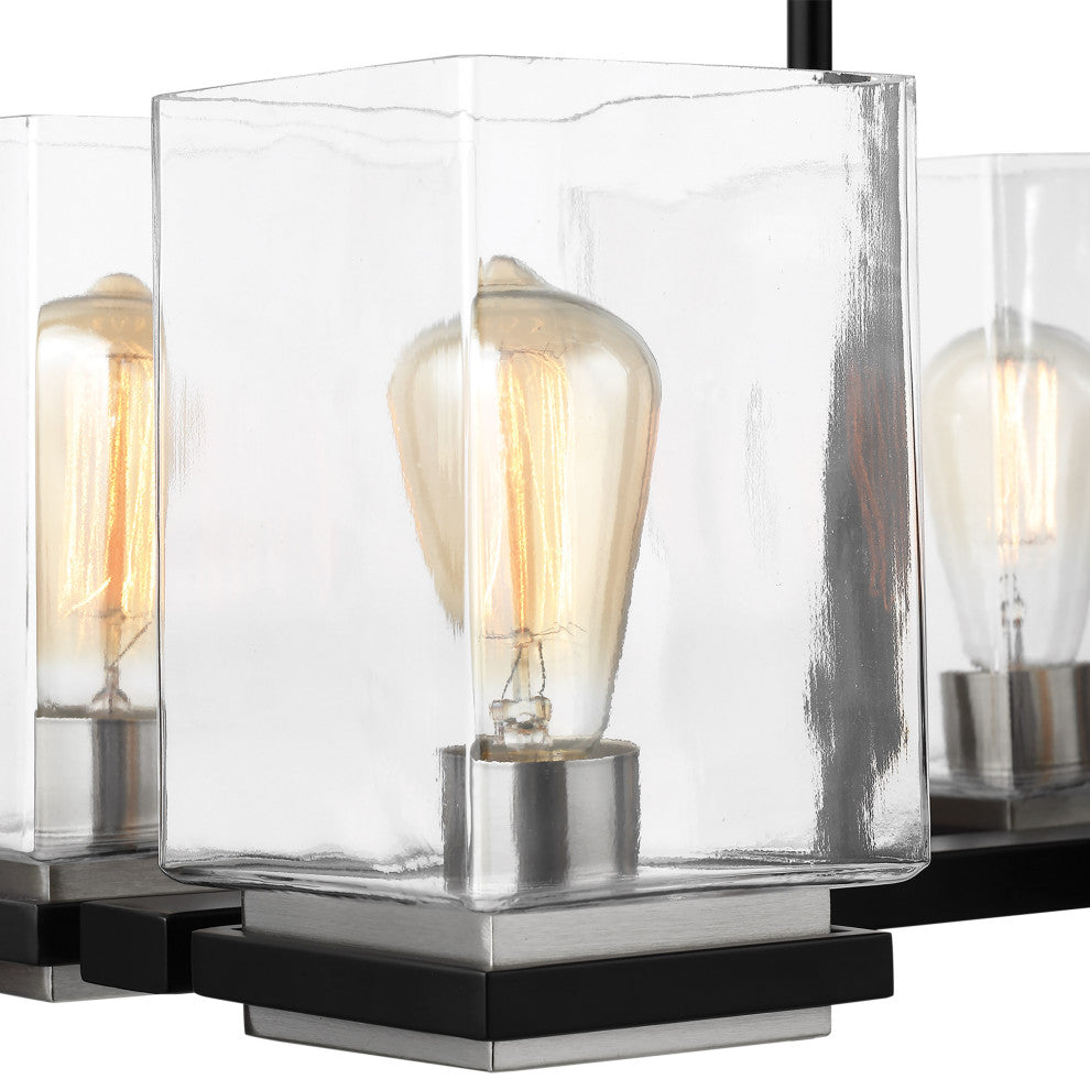 Crossroads 6-Light Island Pendant, Matte Black With Clear Glass