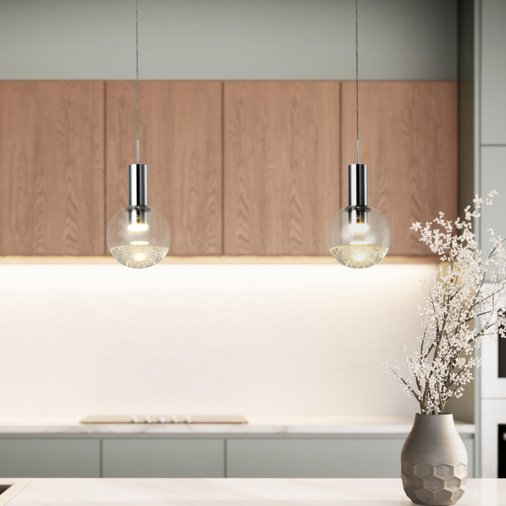 Sienna 5" ETL Certified Integrated LED Pendant Lighting Fixture, Polished Chrome