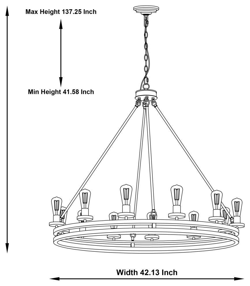 12-Light Candle Style Wagon Wheel Chandelier