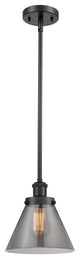 Large Cone 1-Light Pendant, Matte Black, Plated Smoke